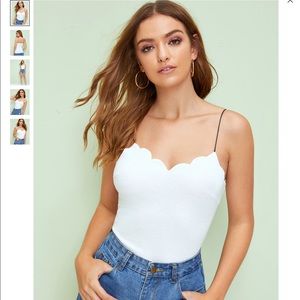 SHEIN Scalloped trim rib knit Cami top